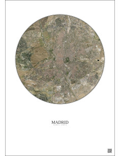 Affiche Madrid – Poster vue satellite 10km Couleur | Gravura – Fond clair