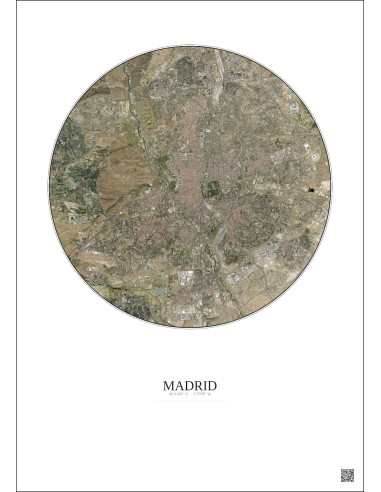 Madrid Satellite View Poster 10km Color | Gravura – Light background
