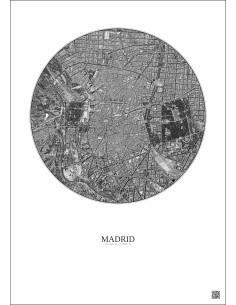 Affiche Madrid – Poster vue satellite 2.5km N&B | Gravura – Fond clair