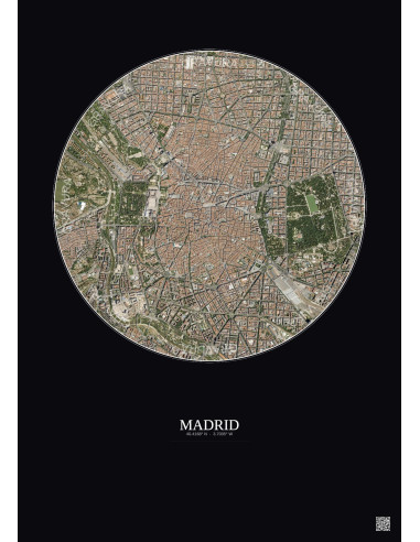 Madrid Satellite View Poster 2.5km Color | Gravura – Dark background
