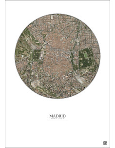 Affiche Madrid – Poster vue satellite 2.5km Couleur | Gravura – Fond clair