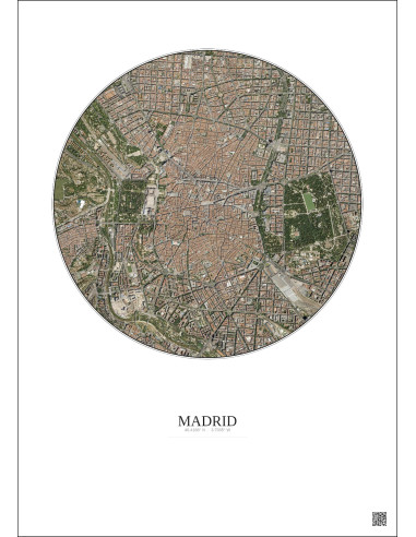 Madrid Satellite View Poster 2.5km Color | Gravura – Light background