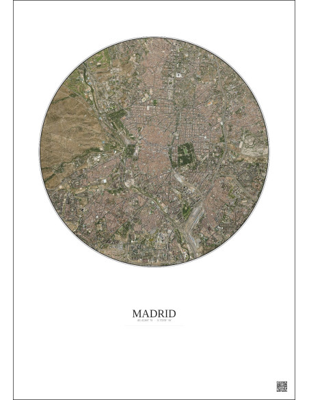 Affiche Madrid – Poster vue satellite 6km Couleur | Gravura – Fond clair