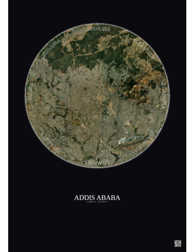 Addis Ababa Satellite View Poster 10km Color | Gravura – Dark background