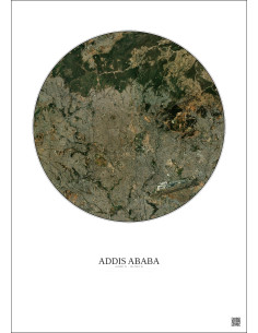 Affiche Addis Ababa – Poster vue satellite 10km Couleur | Gravura – Fond clair