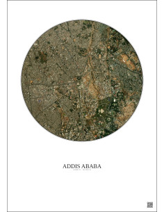 Affiche Addis Ababa – Poster vue satellite 2.5km Couleur | Gravura – Fond clair