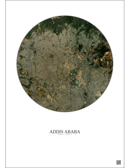 Affiche Addis Ababa – Poster vue satellite 6km Couleur | Gravura – Fond clair