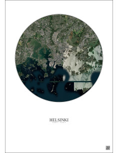 Affiche Helsinki – Poster vue satellite 10km Couleur | Gravura – Fond clair