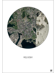 Affiche Helsinki – Poster vue satellite 2.5km Couleur | Gravura – Fond clair