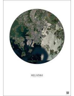 Affiche Helsinki – Poster vue satellite 6km Couleur | Gravura – Fond clair