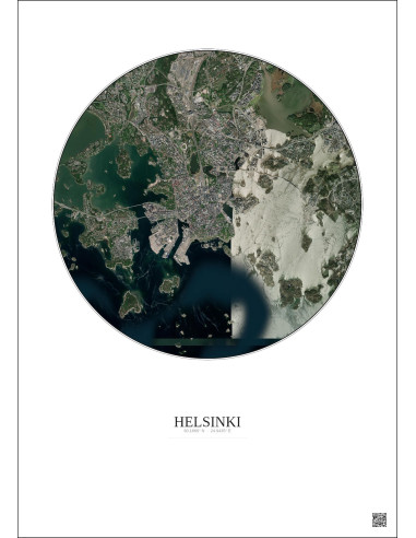 Helsinki Satellite View Poster 6km Color | Gravura – Light background