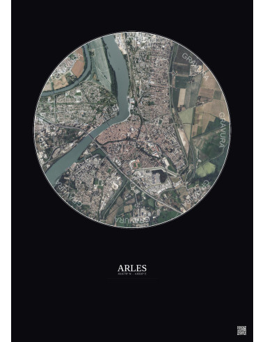 Arles Satellite View Poster 2.5km Color | Gravura – Dark background