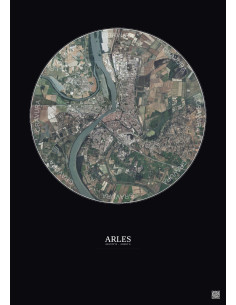Affiche Arles – Poster vue satellite 5km Couleur | Gravura – Fond foncé