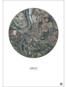 Affiche Arles – Poster vue satellite 5km Couleur | Gravura – Fond clair