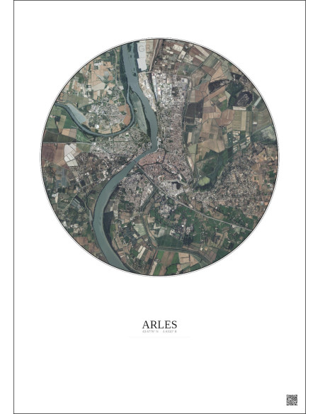 Arles Satellite View Poster 5km Color | Gravura – Light background