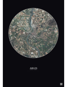 Affiche Arles – Poster vue satellite 10km Couleur | Gravura – Fond foncé