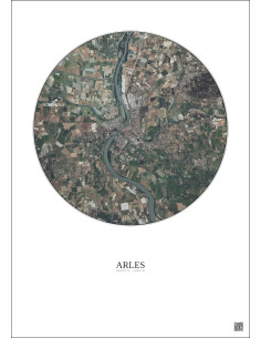 Affiche Arles – Poster vue satellite 10km Couleur | Gravura – Fond clair