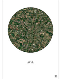 Affiche Auch – Poster vue satellite 2.5km Couleur | Gravura – Fond clair
