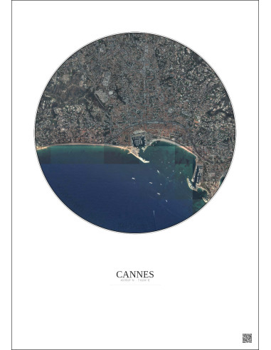 Cannes Satellite View Poster 2.5km Color | Gravura – Light background
