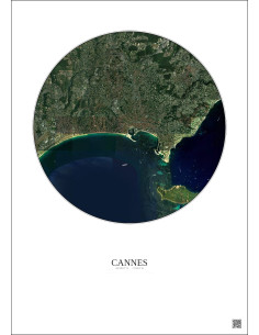 Affiche Cannes – Poster vue satellite 5km Couleur | Gravura – Fond clair