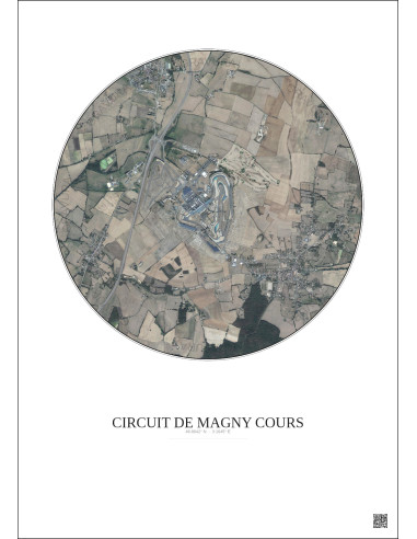 Affiche Circuit De Magny Cours – Poster vue satellite 2.5km Couleur | Gravura – Fond clair