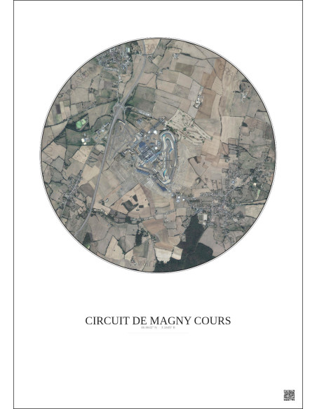 Affiche Circuit De Magny Cours – Poster vue satellite 2.5km Couleur | Gravura – Fond clair
