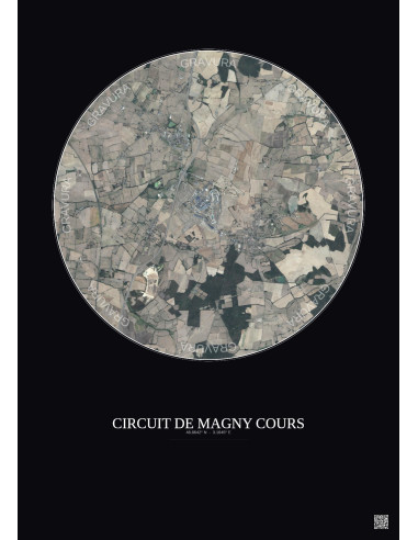 Affiche Circuit De Magny Cours – Poster vue satellite 5km Couleur | Gravura – Fond foncé