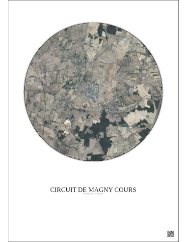 Affiche Circuit De Magny Cours – Poster vue satellite 5km Couleur | Gravura – Fond clair