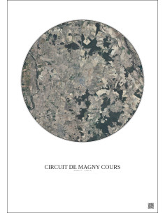 Affiche Circuit De Magny Cours – Poster vue satellite 10km Couleur | Gravura – Fond clair