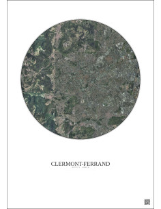 Affiche Clermont Ferrand – Poster vue satellite 5km Couleur | Gravura – Fond clair