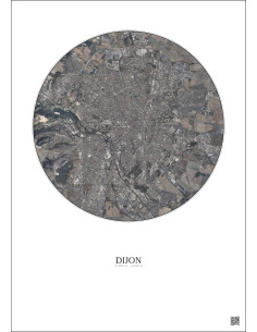 Affiche Dijon – Poster vue satellite 5km Couleur | Gravura – Fond clair