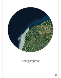 Affiche Golf D Etretat – Poster vue satellite 10km Couleur | Gravura – Fond clair