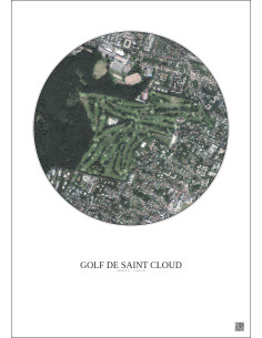Affiche Golf De Saint Cloud – Poster vue satellite 1km Couleur | Gravura – Fond clair