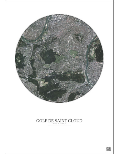 Golf De Saint Cloud Satellite View Poster 5km Color | Gravura – Light background