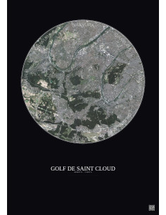 Affiche Golf De Saint Cloud – Poster vue satellite 10km Couleur | Gravura – Fond foncé