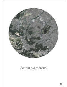 Affiche Golf De Saint Cloud – Poster vue satellite 10km Couleur | Gravura – Fond clair