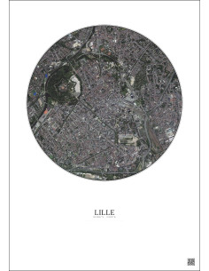 Affiche Lille – Poster vue satellite 2.5km Couleur | Gravura – Fond clair