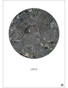 Affiche Lille – Poster vue satellite 5km Couleur | Gravura – Fond clair