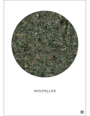 Montpellier Satellite View Poster 2.5km Color | Gravura – Light background