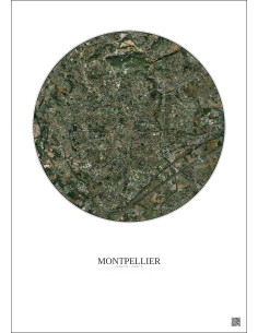 Affiche Montpellier – Poster vue satellite 5km Couleur | Gravura – Fond clair