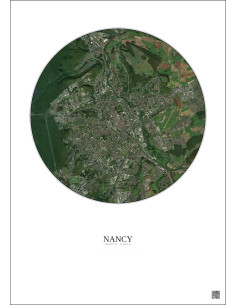 Affiche Nancy – Poster vue satellite 6km Couleur | Gravura – Fond clair