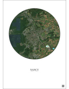 Affiche Nancy – Poster vue satellite 10km Couleur | Gravura – Fond clair