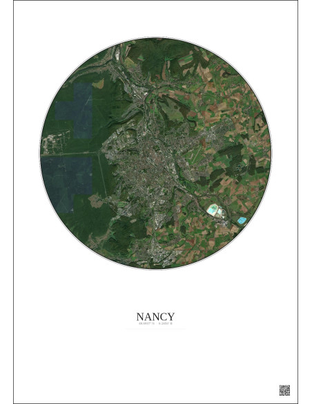 Nancy Satellite View Poster 10km Color | Gravura – Light background