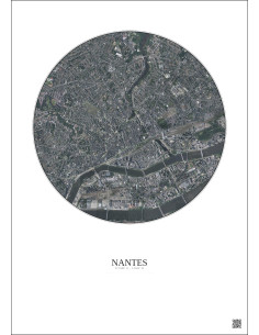 Affiche Nantes – Poster vue satellite 2.5km Couleur | Gravura – Fond clair