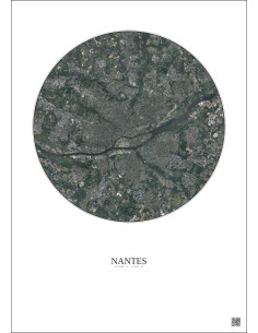 Affiche Nantes – Poster vue satellite 10km Couleur | Gravura – Fond clair