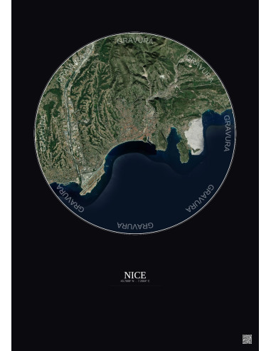 Nice Satellite View Poster 10km Color | Gravura – Dark background