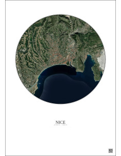 Affiche Nice – Poster vue satellite 6km Couleur | Gravura – Fond clair