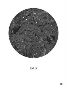 Affiche Paris – Poster vue satellite 10km N&B | Gravura – Fond clair