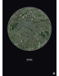 Affiche Paris – Poster vue satellite 10km Couleur | Gravura – Fond foncé