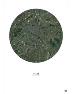 Affiche Paris – Poster vue satellite 10km Couleur | Gravura – Fond clair